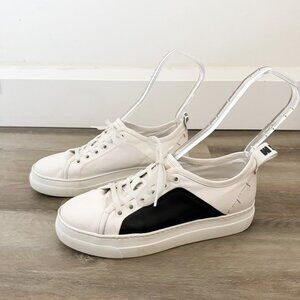 MSGM White Black Logo Leather Sneakers EU 39